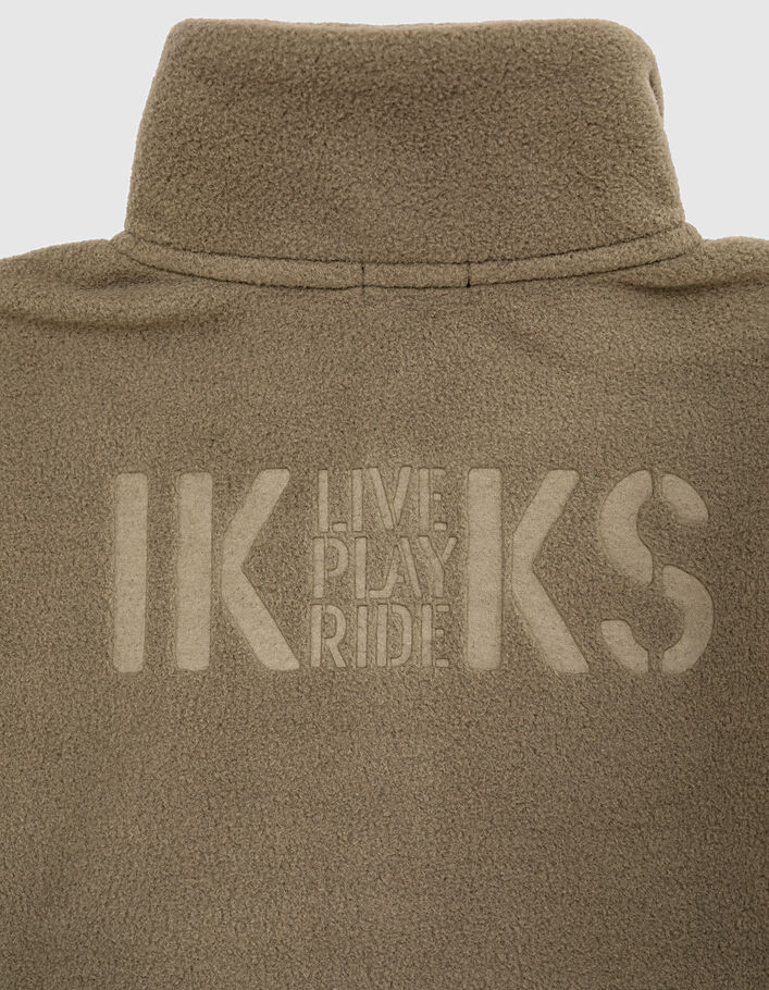 Kaki sweater fleece met rits en nylon buidelzak  - IKKS