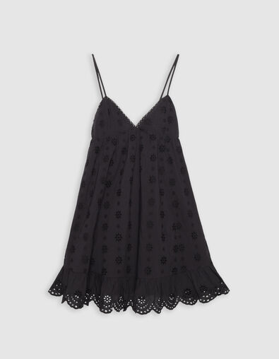 Robe fines bretelles noire broderie anglaise Femme - IKKS