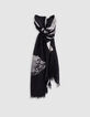 Zwarte jacquard sjaal met doodshoofd en gekruiste botten-1