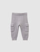 Ensemble cardigan et pantalon gris tricot bébé garçon-4