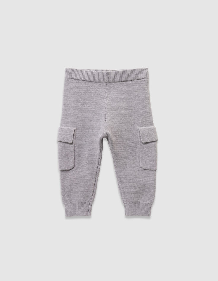 Ensemble cardigan et pantalon gris tricot bébé garçon-4