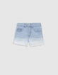 Waterless blue denim shorts with deep dye effect for girl-4