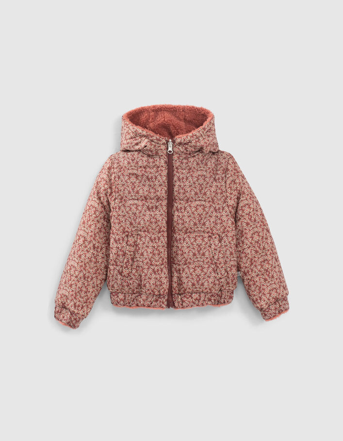 Wende-Mädchenjacke in Rosenholz und aus Sherpafleece-2