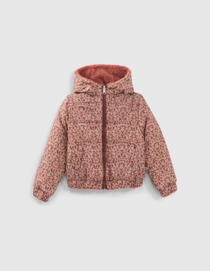 Girls’ rosewood flower/Sherpa reversible jacket-2