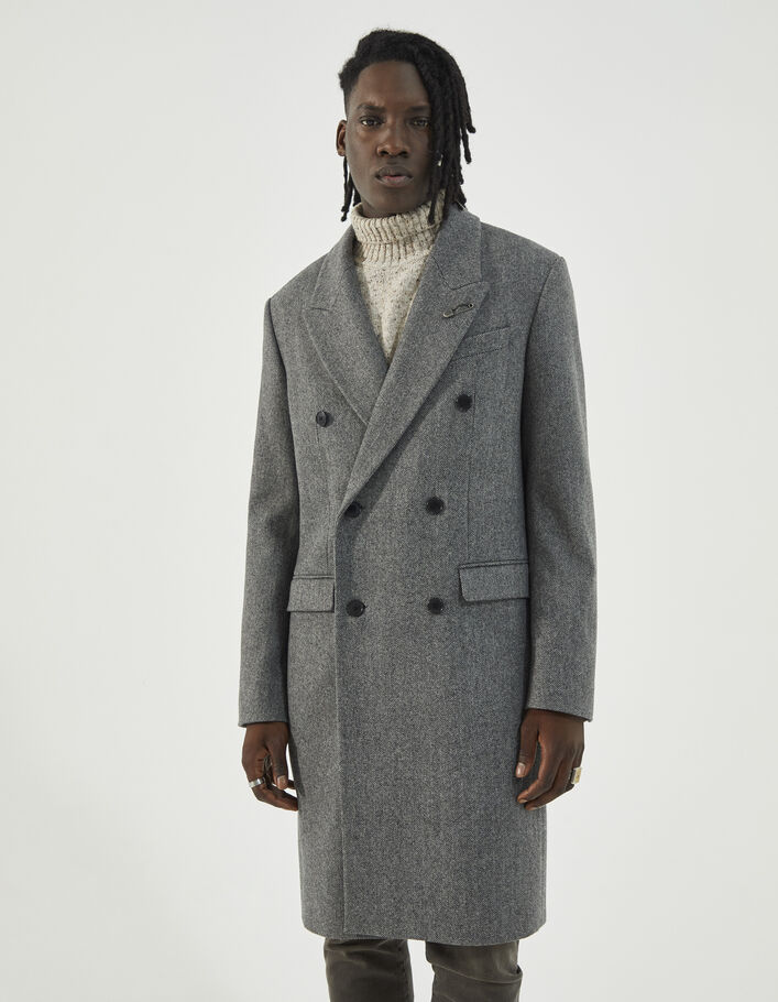 Manteau gris anthracite à chevrons Homme - IKKS