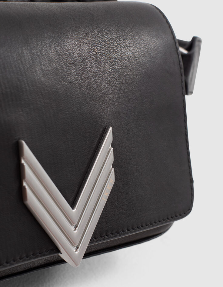 De 111 Romy tas in zwart Chrome Free lamsleer dames-4