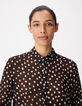 Chemise marron fluide voile imprim&eacute; pois Femme-5