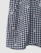 Combishort noir imprimé vichy et fleurs fille-5
