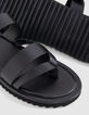Mules noires cuir brides croisées Homme-4