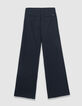 Women’s navy flannel cargo trousers-2