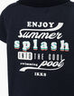 Baby boys' navy polo shirt with printed back-4