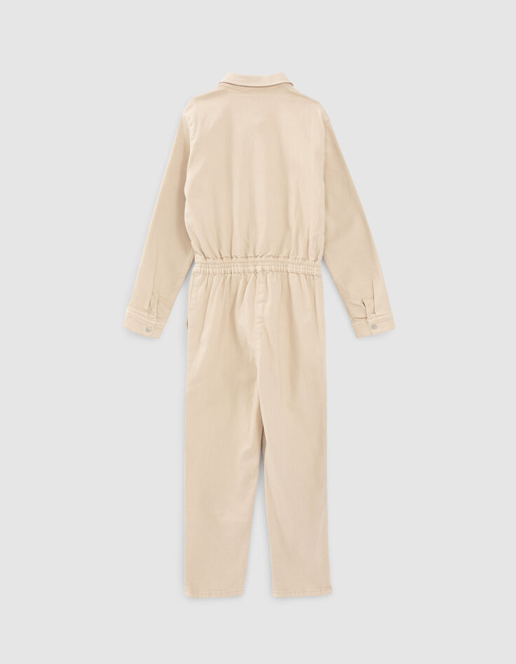 Girls&rsquo; light beige zipped jumpsuit-4