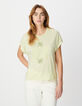 Groen visueel T-shirt met palmbomen en glitterboodschap voor Dames-4