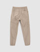 Pantalon BATTLE beige taille et bas élastiqués garçon-3