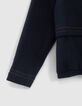 Blaue M&auml;dchensweatjacke mit Kapuze und Streifen-5