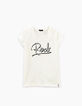 Girls’ off-white T-shirt with reversible sequin slogan-1