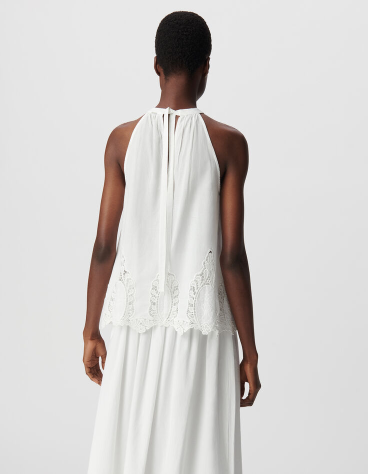 Loose top white lace embroidery Women-3