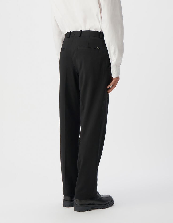 Men&rsquo;s black Milano knit STRAIGHT suit trousers-3