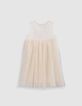 Robe-tutu écrue bi-matière brodée fille-1