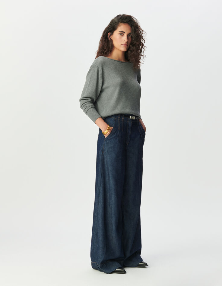 Cárdigan gris punto reversible mujer-1