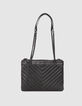 Clutch 1440 Reporter negro cuero perforado-1