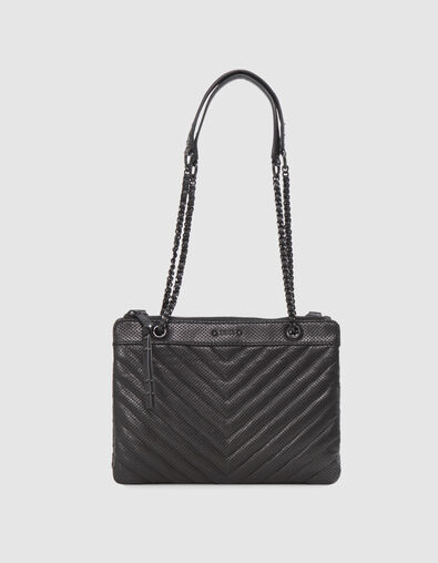 Sac pochette 1440 Reporter noir cuir perforé Femme - IKKS