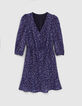 Women’s navy recycled tachist print dress-6