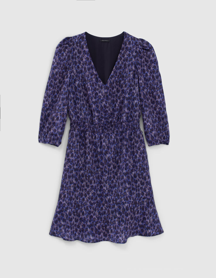 Robe marine recyclée imprimé tachiste Femme-6 Robe marine recyclée imprimé tachiste Femme-6