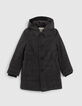 Boys’ grey marl check coat with nylon facing-1