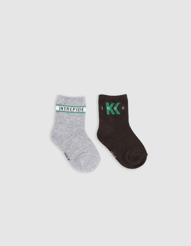 Baby Boy khaki und graue Socken-1
