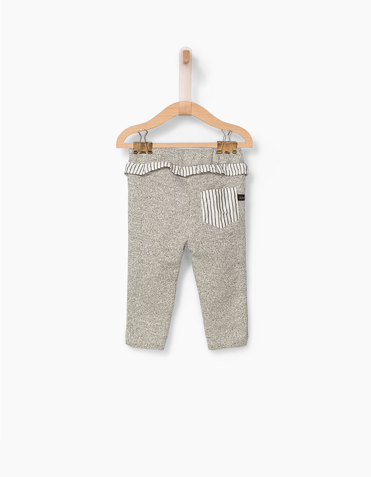 Baby girls' grey marl trousers with ruffles-2 Baby girls' grey marl trousers with ruffles-2