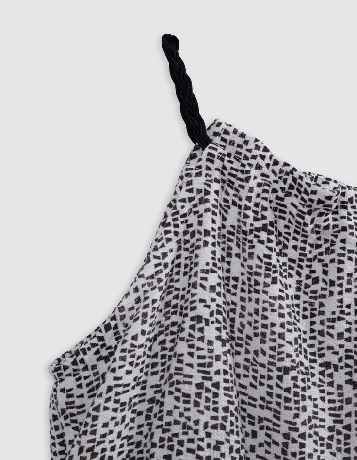 Robe longue noire imprimé graphique fille-7