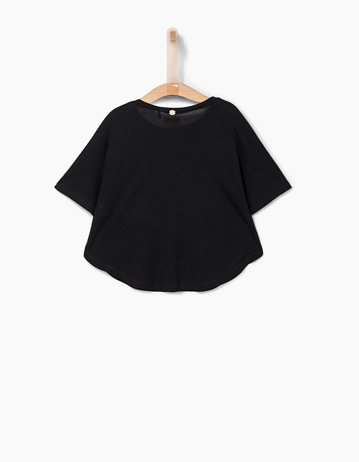 Girls’ black embroidered T-shirt-cape - IKKS
