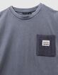 Blauw T-shirt lange mouwen biokatoen tricot zak jongens-6