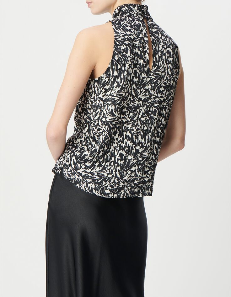 Top negro de mujer con estampado floral minimalista LENZING&trade; ECOVERO&trade;.-3
