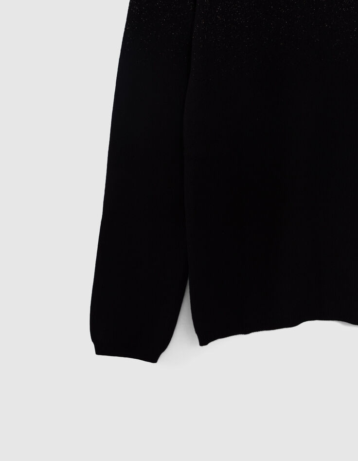 Pull noir tricot pailleté haut du corps Femme-3