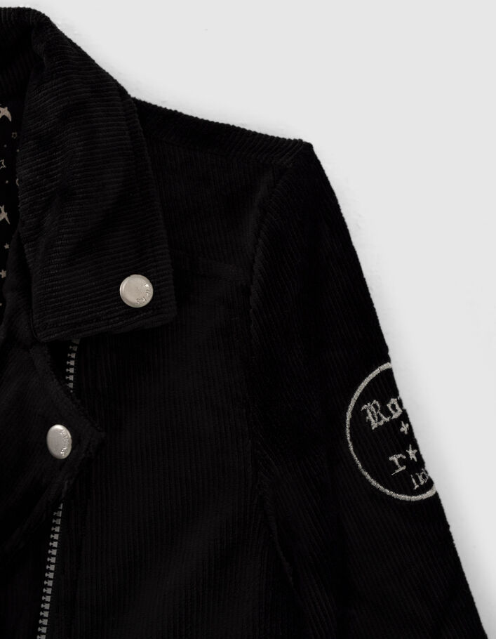 Girls' black velvet biker-style cardigan - IKKS