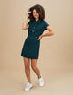 I.Code duck green dress with press stud polo shirt collar-6