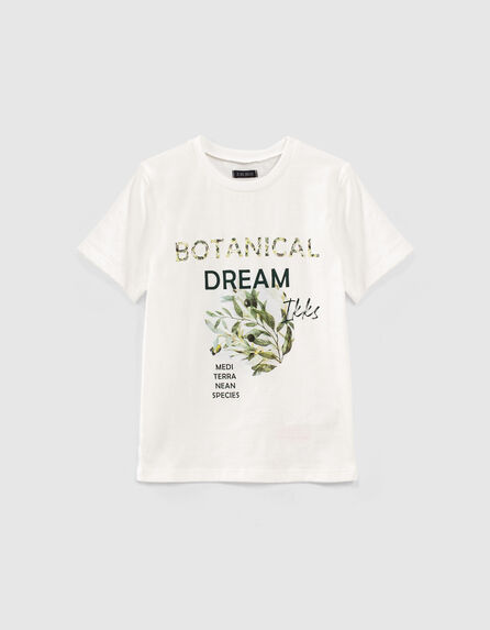Boys’ off-white Jacquard slogan T-shirt