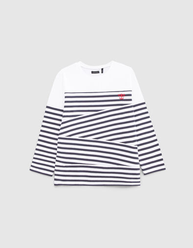 T-shirt marini&egrave;re coton bio d&eacute;coupes et broderie gar&ccedil;on - IKKS