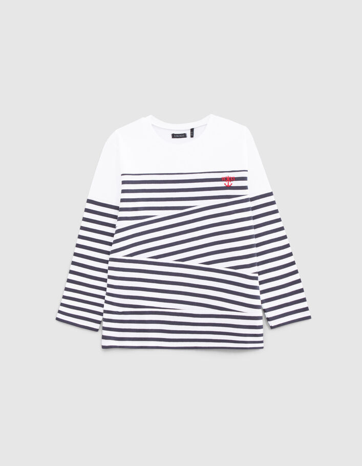 Camiseta marinera algodón orgánico recortes y bordado niño - IKKS