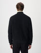 Cardigan teddy noir zipp&eacute; laine bouillie Homme-3