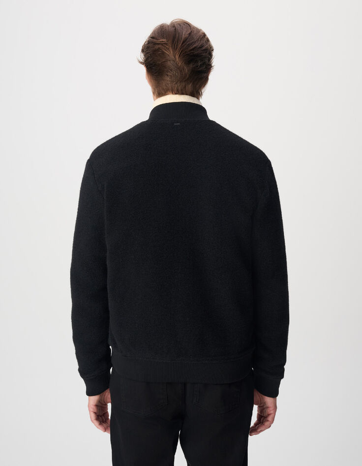 Cardigan teddy noir zipp&eacute; laine bouillie Homme-3