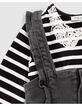 Baby girls’ striped T-shirt and grey denim dress outfit-6