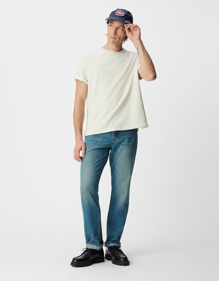 Grijs T-shirt korte mouwen fantasietricot Heren-1