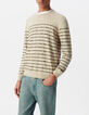 Beiger Herren-Matrosenpulli Feinstrick khaki Streifen-3