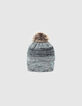 Boys’ green marl striped fur-lined beanie-2