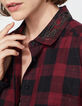 Chemise à carreaux métallisés en coton col bijoux femme-4