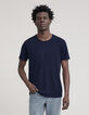 Men’s indigo organic cotton Essential round-neck T-shirt-1