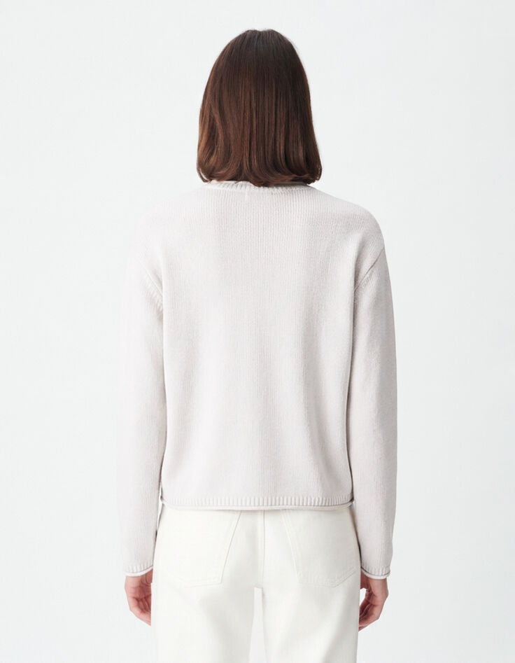 Pull col rond &eacute;cru maille Femme-2